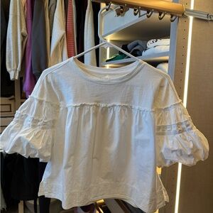 Pilcro White Ruffle Sleeve Blouse